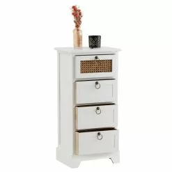 CARO-Möbel Nachttisch VANIKA Mit 4 Schubladen Und Wiener Geflecht, Weiß -Sideboards Verkäufe 95344 2
