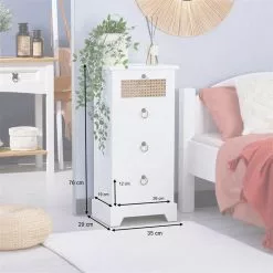 CARO-Möbel Nachttisch VANIKA Mit 4 Schubladen Und Wiener Geflecht, Weiß -Sideboards Verkäufe 95344 AC8
