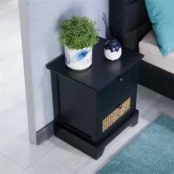 CARO-Möbel Nachttisch RANI Mit 2 Schubladen Und Wiener Geflecht, Schwarz -Sideboards Verkäufe 95345 AC3