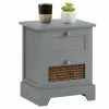 CARO-Möbel Nachttisch RANI Mit 2 Schubladen Und Wiener Geflecht, Grau