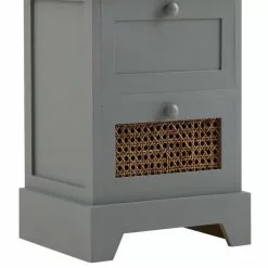CARO-Möbel Nachttisch RANI Mit 2 Schubladen Und Wiener Geflecht, Grau -Sideboards Verkäufe 95346 5