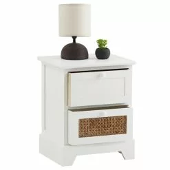 CARO-Möbel Nachttisch RANI Mit 2 Schubladen Und Wiener Geflecht, Weiß -Sideboards Verkäufe 95347 2