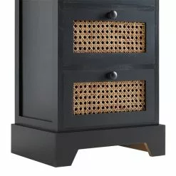 CARO-Möbel Nachttisch ROSHNI Mit 3 Schubladen Und Wiener Geflecht, Schwarz 10 CARO-Möbel Nachttisch ROSHNI Mit 3 Schubladen Und Wiener Geflecht, Schwarz -Sideboards Verkäufe 95348 5