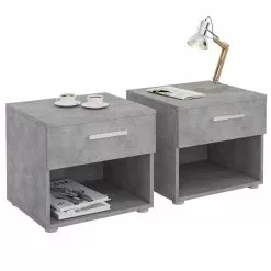 CARO-Möbel Nachttisch MARY Im 2er Set In Betonoptik