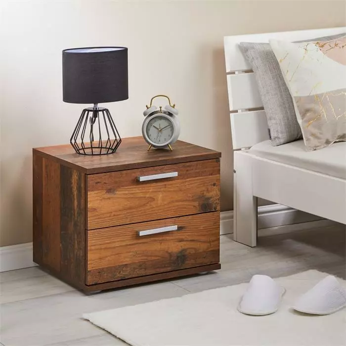 CARO-Möbel Nachttisch MAXIMA In Old Style Mit 2 Schubladen 2 CARO-Möbel Nachttisch MAXIMA In Old Style Mit 2 Schubladen – Bild 2