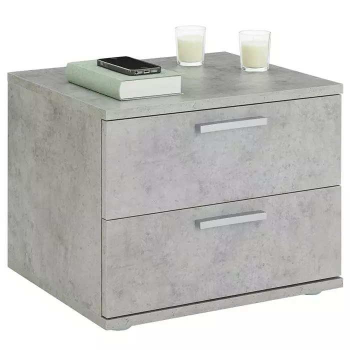CARO-Möbel Nachttisch MAXIMA In Betonoptik Mit 2 Schubladen 1 CARO-Möbel Nachttisch MAXIMA In Betonoptik Mit 2 Schubladen