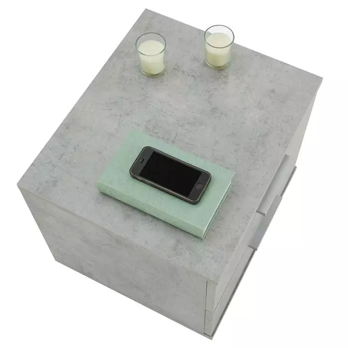 CARO-Möbel Nachttisch MAXIMA In Betonoptik Mit 2 Schubladen 5 CARO-Möbel Nachttisch MAXIMA In Betonoptik Mit 2 Schubladen – Bild 5