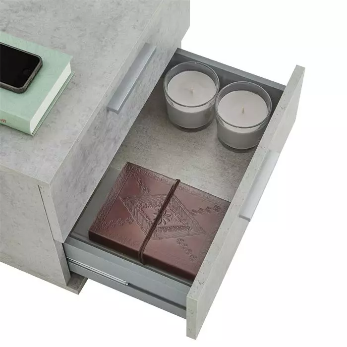 CARO-Möbel Nachttisch MAXIMA In Betonoptik Mit 2 Schubladen 6 CARO-Möbel Nachttisch MAXIMA In Betonoptik Mit 2 Schubladen – Bild 6