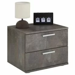CARO-Möbel Nachttisch MAXIMA In Beton Dunkel Mit 2 Schubladen