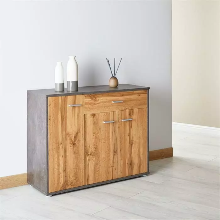 CARO-Möbel Schuhschrank DEUSTO In Beton Dunkel/Wotan Eiche 2 CARO-Möbel Schuhschrank DEUSTO In Beton Dunkel/Wotan Eiche – Bild 2