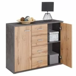 CARO-Möbel Sideboard JAMIE In Beton Dunkel/Wotan Eiche -Sideboards Verkäufe 95445 2 N