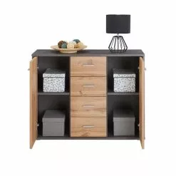 CARO-Möbel Sideboard JAMIE In Beton Dunkel/Wotan Eiche -Sideboards Verkäufe 95445 3 N