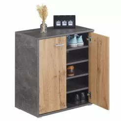 CARO-Möbel Schuhschrank LENNIS 2 Türen In Beton Dunkel/Wotan Eiche -Sideboards Verkäufe 95451 2
