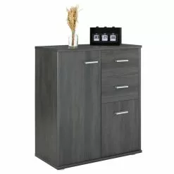 CARO-Möbel Kommode LOCARNO 2 Türen, 2 Schubladen In Esche Grau