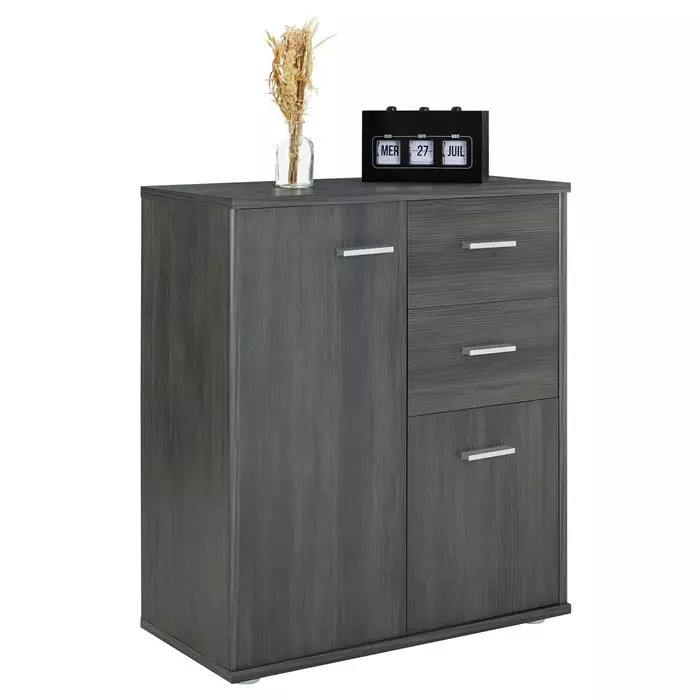 CARO-Möbel Kommode LOCARNO 2 Türen, 2 Schubladen In Esche Grau 1 CARO-Möbel Kommode LOCARNO 2 Türen, 2 Schubladen In Esche Grau
