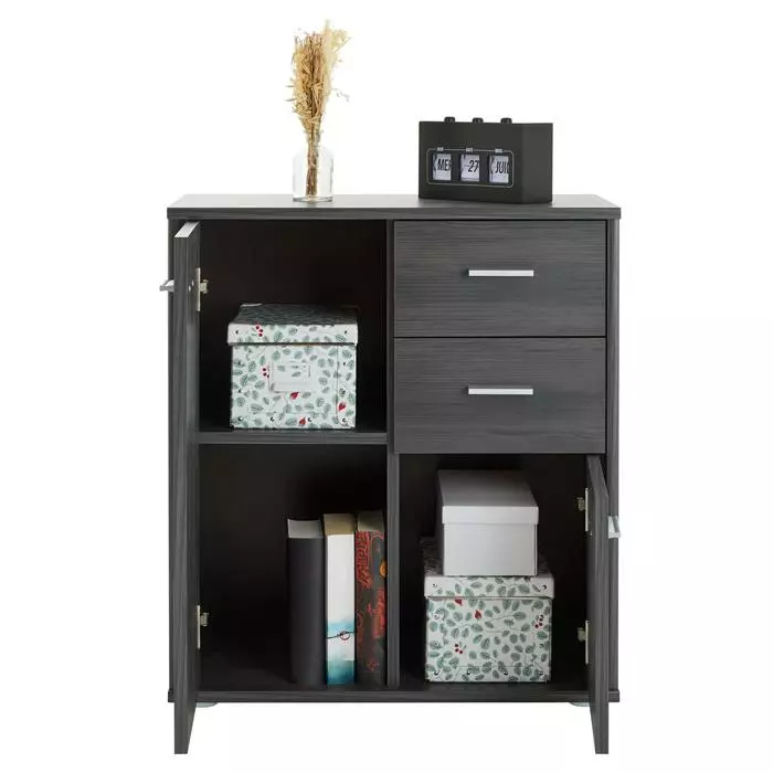 CARO-Möbel Kommode LOCARNO 2 Türen, 2 Schubladen In Esche Grau 4 CARO-Möbel Kommode LOCARNO 2 Türen, 2 Schubladen In Esche Grau – Bild 4