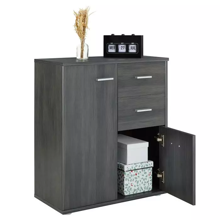 CARO-Möbel Kommode LOCARNO 2 Türen, 2 Schubladen In Esche Grau 5 CARO-Möbel Kommode LOCARNO 2 Türen, 2 Schubladen In Esche Grau – Bild 5