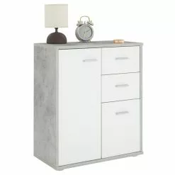 CARO-Möbel Kommode LOCARNO 2 Türen, 2 Schubladen In Betonoptik/weiß