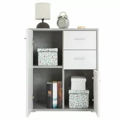 CARO-Möbel Kommode LOCARNO 2 Türen, 2 Schubladen In Betonoptik/weiß -Sideboards Verkäufe 95456 2 N