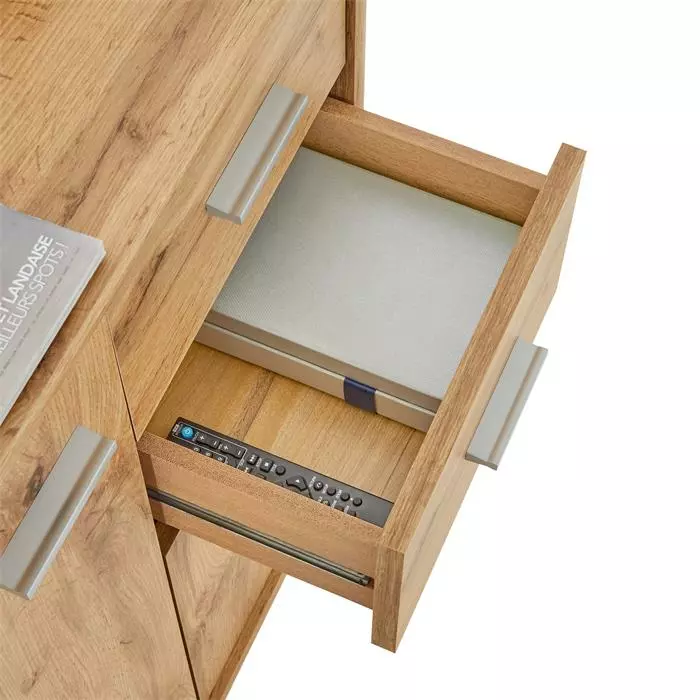 CARO-Möbel Kommode LOCARNO 2 Türen, 2 Schubladen In Wotan Eiche 6 CARO-Möbel Kommode LOCARNO 2 Türen, 2 Schubladen In Wotan Eiche – Bild 6