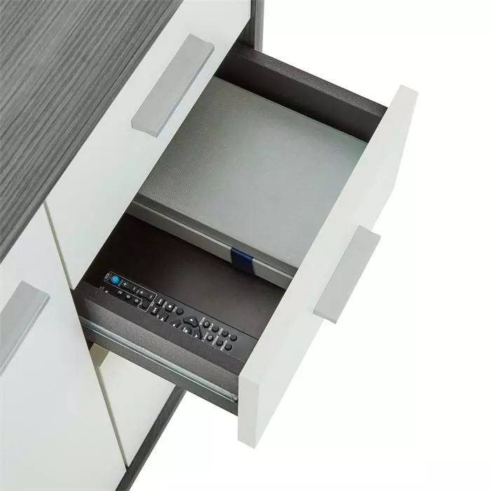 CARO-Möbel Kommode LOCARNO 2 Türen, 2 Schubladen In Esche Grau/weiß 6 CARO-Möbel Kommode LOCARNO 2 Türen, 2 Schubladen In Esche Grau/weiß – Bild 6