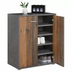CARO-Möbel Schuhschrank LENNIS 2 Türen In Old Style/Beton Dunkel -Sideboards Verkäufe 95470 2