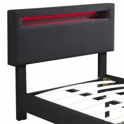 CARO-Möbel Polsterbett GLACE 90x200 Cm, LED Beleuchtung, Stoff Schwarz -Sideboards Verkäufe 95521 4