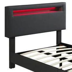 CARO-Möbel Polsterbett BENITO 90x200 Cm, LED Beleuchtung, Kunstleder Schwarz -Sideboards Verkäufe 95525 4