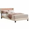CARO-Möbel Polsterbett POWELL 120x200 Cm Mit LED Beleuchtung, Stoff Beige