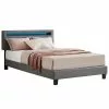 CARO-Möbel Polsterbett CARIBO 120x200 Cm, LED Beleuchtung, Kunstleder Grau