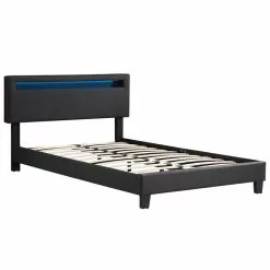 CARO-Möbel Polsterbett CARIBO 120x200 Cm, LED Beleuchtung, Kunstleder Schwarz -Sideboards Verkäufe 95532 1