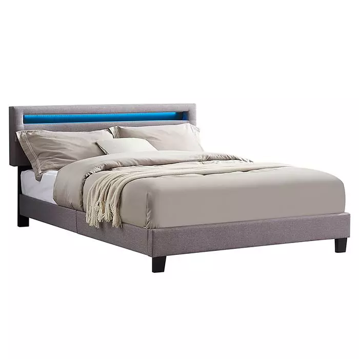 CARO-Möbel Polsterbett LEXINGTON 140x200 Cm, LED Beleuchtung, Stoff Grau 1 CARO-Möbel Polsterbett LEXINGTON 140x200 Cm, LED Beleuchtung, Stoff Grau