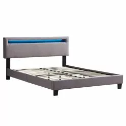 CARO-Möbel Polsterbett LEXINGTON 140x200 Cm, LED Beleuchtung, Stoff Grau 8 CARO-Möbel Polsterbett LEXINGTON 140x200 Cm, LED Beleuchtung, Stoff Grau -Sideboards Verkäufe 95534 1