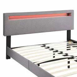 CARO-Möbel Polsterbett LEXINGTON 140x200 Cm, LED Beleuchtung, Stoff Grau 9 CARO-Möbel Polsterbett LEXINGTON 140x200 Cm, LED Beleuchtung, Stoff Grau -Sideboards Verkäufe 95534 2