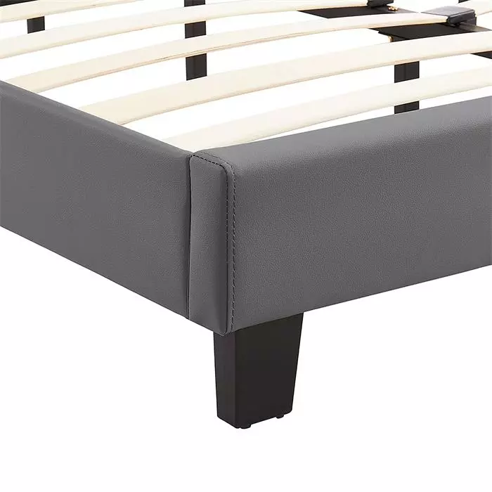CARO-Möbel Polsterbett COLUMBUS 140x200 Cm, LED Beleuchtung, Kunstleder Grau 5 CARO-Möbel Polsterbett COLUMBUS 140x200 Cm, LED Beleuchtung, Kunstleder Grau – Bild 5