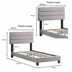 CARO-Möbel Polsterbett TUCSON 90x200 Cm, Stoff Grau -Sideboards Verkäufe 95540 5