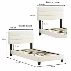 CARO-Möbel Polsterbett TUCSON 90x200 Cm, Stoff Weiß -Sideboards Verkäufe 95541 5