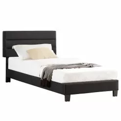 CARO-Möbel Polsterbett TUCSON 90x200 Cm, Stoff Schwarz