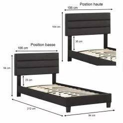 CARO-Möbel Polsterbett TUCSON 90x200 Cm, Stoff Schwarz 11 CARO-Möbel Polsterbett TUCSON 90x200 Cm, Stoff Schwarz -Sideboards Verkäufe 95542 5