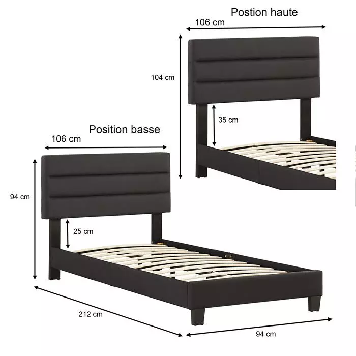 CARO-Möbel Polsterbett TUCSON 90x200 Cm, Stoff Schwarz 6 CARO-Möbel Polsterbett TUCSON 90x200 Cm, Stoff Schwarz – Bild 6