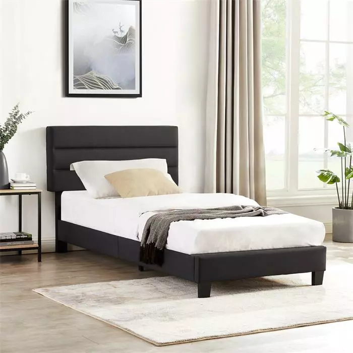 CARO-Möbel Polsterbett TUCSON 90x200 Cm, Stoff Schwarz 2 CARO-Möbel Polsterbett TUCSON 90x200 Cm, Stoff Schwarz – Bild 2