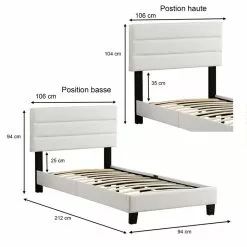 CARO-Möbel Polsterbett DESTINO 90x200 Cm, Kunstleder Weiß 9 CARO-Möbel Polsterbett DESTINO 90x200 Cm, Kunstleder Weiß -Sideboards Verkäufe 95545 5