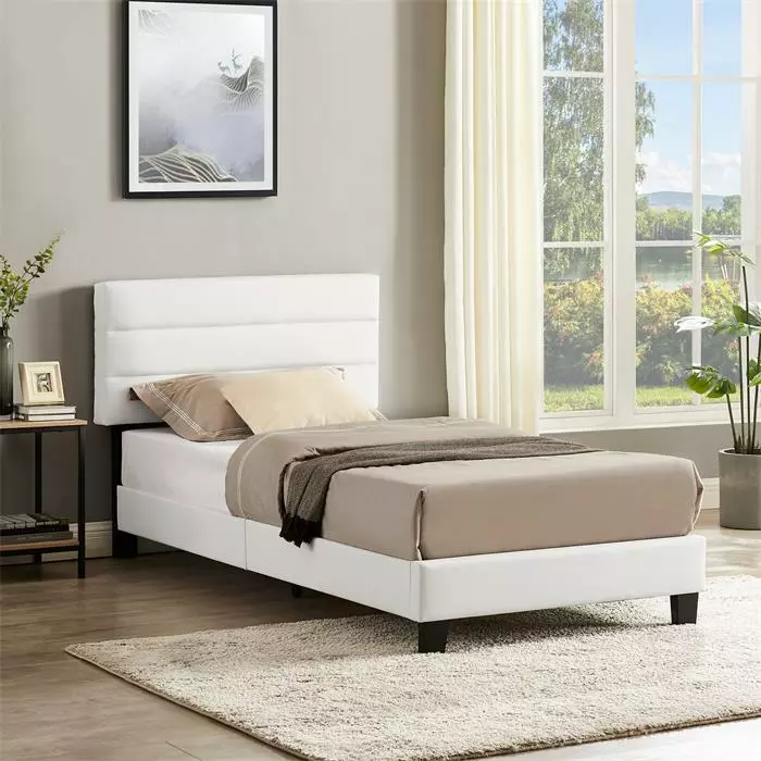 CARO-Möbel Polsterbett DESTINO 90x200 Cm, Kunstleder Weiß 2 CARO-Möbel Polsterbett DESTINO 90x200 Cm, Kunstleder Weiß – Bild 2