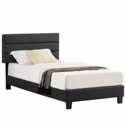 CARO-Möbel Polsterbett DESTINO 90x200 Cm, Kunstleder Schwarz