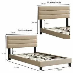 CARO-Möbel Polsterbett WASHINGTON 120x200 Cm, Stoff Beige 11 CARO-Möbel Polsterbett WASHINGTON 120x200 Cm, Stoff Beige -Sideboards Verkäufe 95550 5