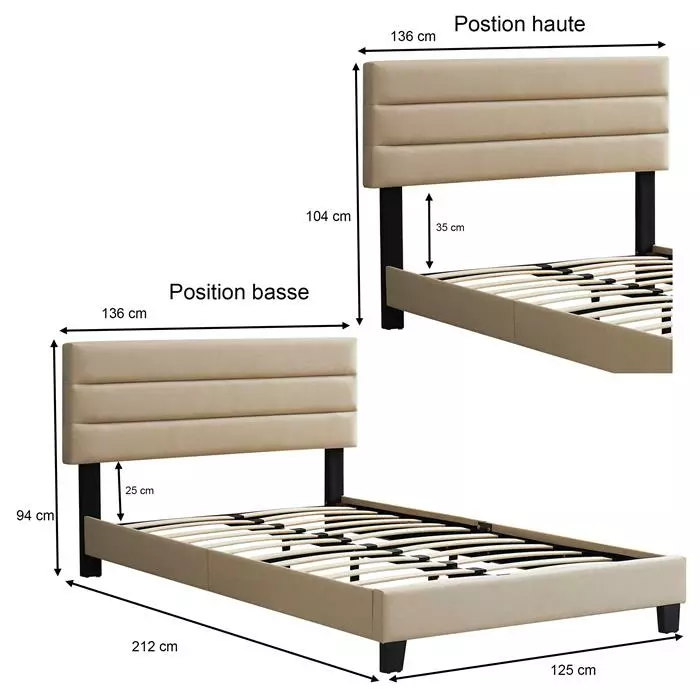 CARO-Möbel Polsterbett WASHINGTON 120x200 Cm, Stoff Beige 6 CARO-Möbel Polsterbett WASHINGTON 120x200 Cm, Stoff Beige – Bild 6