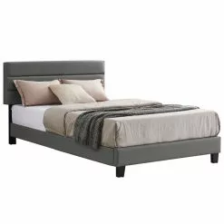 CARO-Möbel Polsterbett GREENPORT 120x200 Cm, Kunstleder Grau