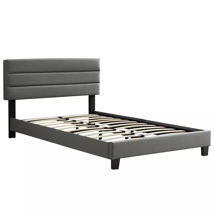 CARO-Möbel Polsterbett GREENPORT 120x200 Cm, Kunstleder Grau 3 CARO-Möbel Polsterbett GREENPORT 120x200 Cm, Kunstleder Grau – Bild 3