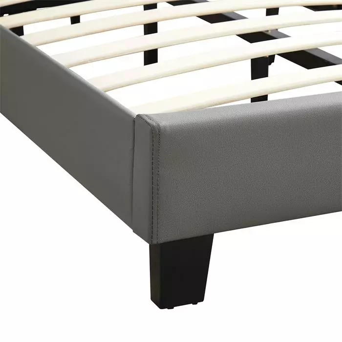 CARO-Möbel Polsterbett GREENPORT 120x200 Cm, Kunstleder Grau 4 CARO-Möbel Polsterbett GREENPORT 120x200 Cm, Kunstleder Grau – Bild 4