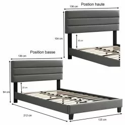 CARO-Möbel Polsterbett GREENPORT 120x200 Cm, Kunstleder Grau 11 CARO-Möbel Polsterbett GREENPORT 120x200 Cm, Kunstleder Grau -Sideboards Verkäufe 95551 5
